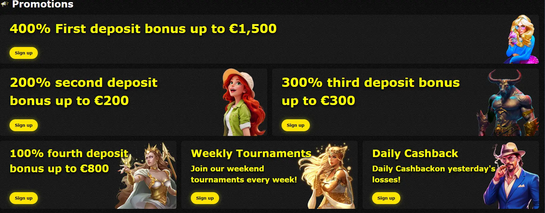 7Gold Casino promotions page with deposit bonuses tournaments and cashback